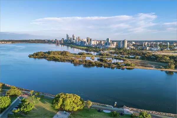 Skyline aerial view of the City of Perth Western Australia