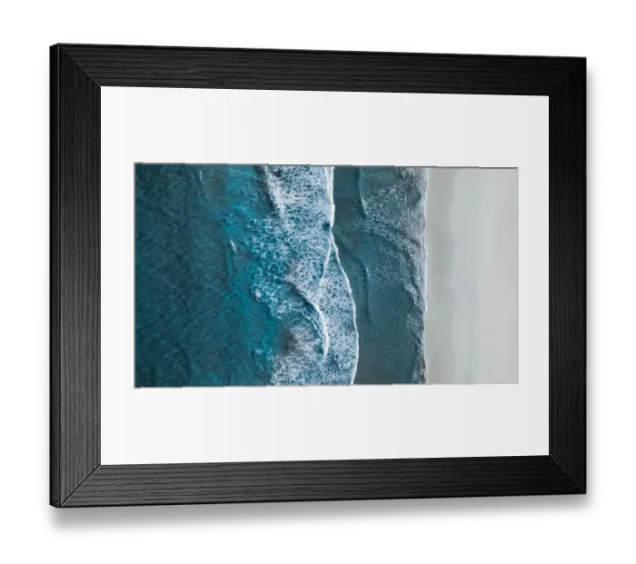 Framed Print : Drone shot showing waves rolling onto a beach, Esperance, Australia