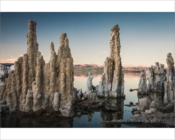 Mono Lake. Exposed tufa towers of saline soda at Mono Lake, California