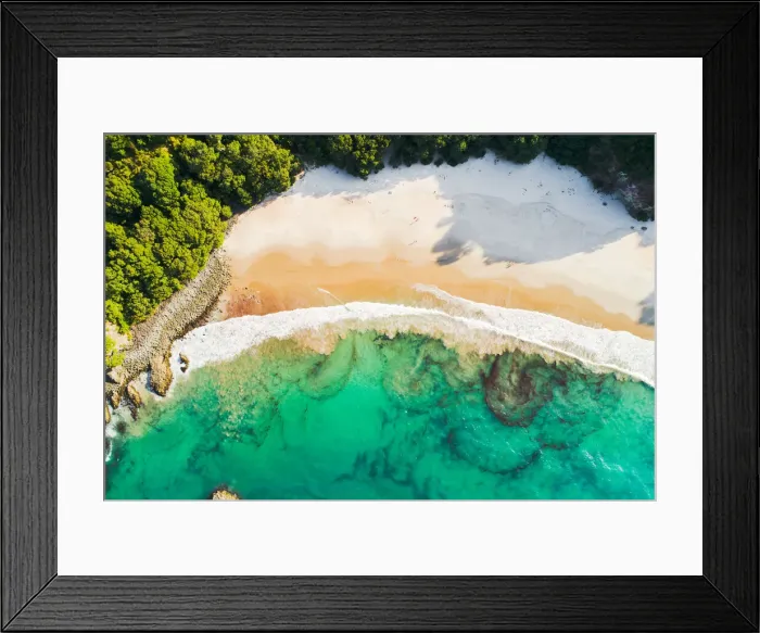 Framed Print : Aerial view of New Chums beach, Coromandel Peninsula, New Zealand Framed Print : Aerial view of New Chums beach, Coromandel Peninsula, New Zealand