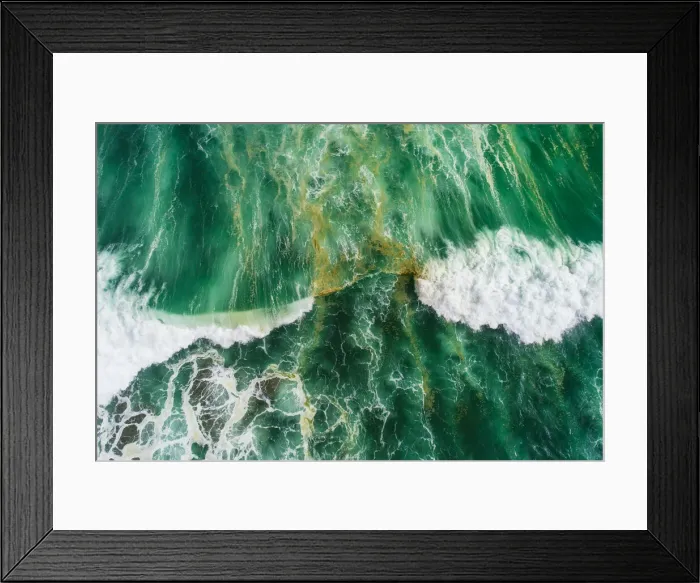 Framed Print : Aerial view of waves splashing in sea