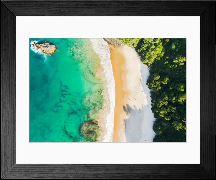 Framed Print : Aerial view of golden sand beach