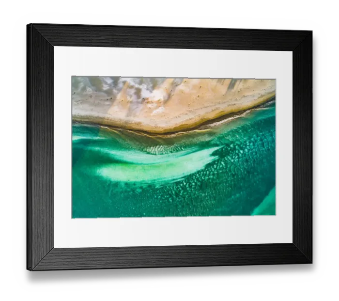 Framed Print : Texture on sand and clear water
