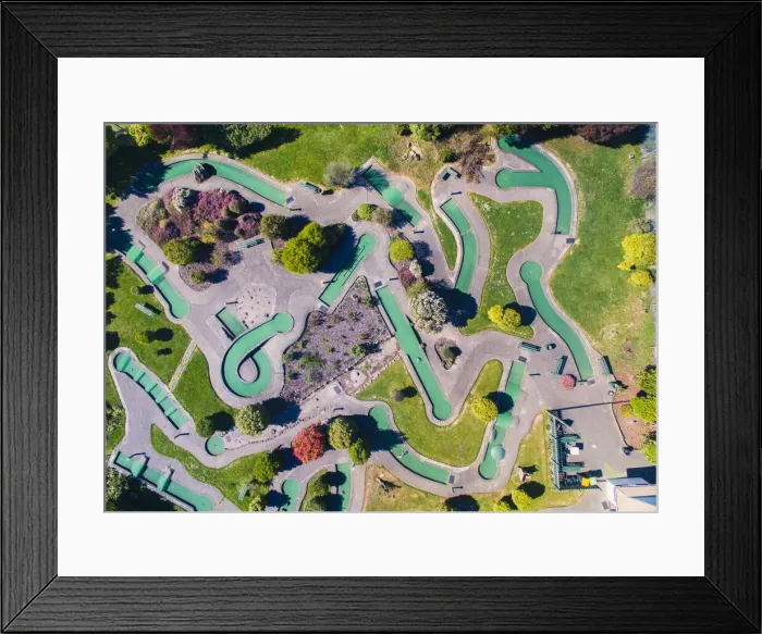 Framed Print : Aerial view of Miniature golf Timaru, South Island, New Zealand Framed Print : Aerial view of Miniature golf Timaru, South Island, New Zealand
