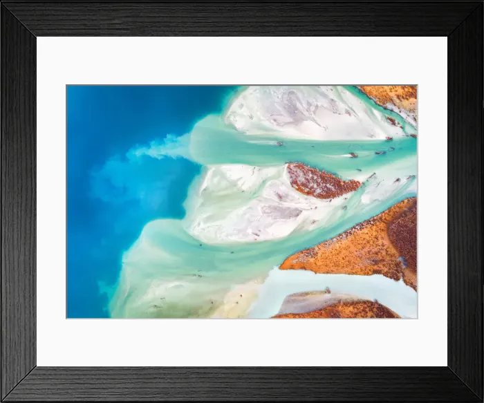 Framed Print : Aerial view of braided river Framed Print : Aerial view of braided river