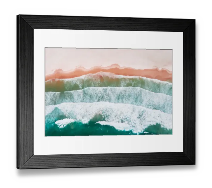 Framed Print : Layered Pattern of waves on beach