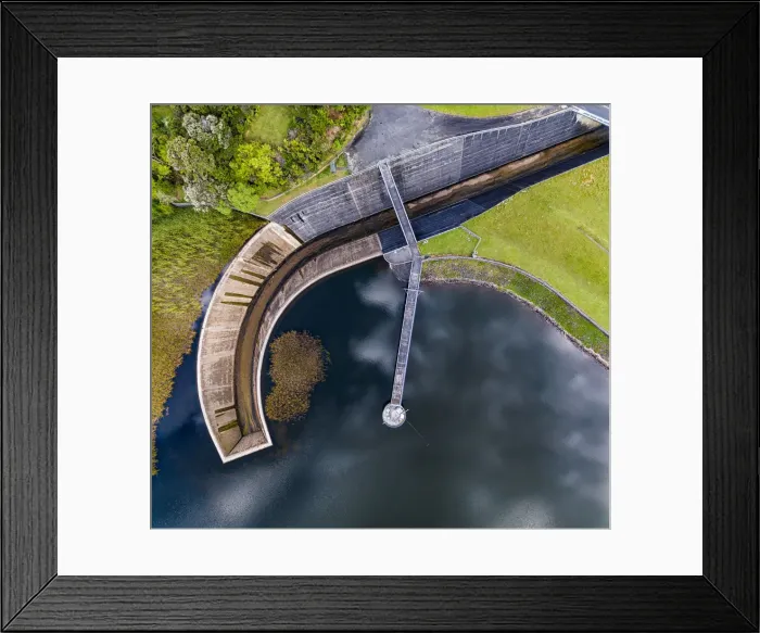 Framed Print : Aerial view of Huia Dam, Auckland, New Zealand Framed Print : Aerial view of Huia Dam, Auckland, New Zealand