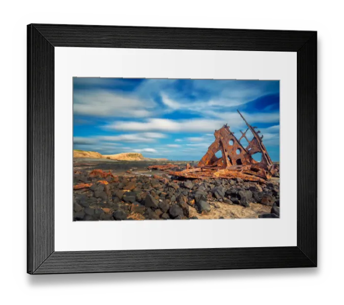 Framed Print : Shipwreck. A 1 hour walk from Kitty Miller Bay carpark will take you to Framed Print : Shipwreck. A 1 hour walk from Kitty Miller Bay carpark will take you to