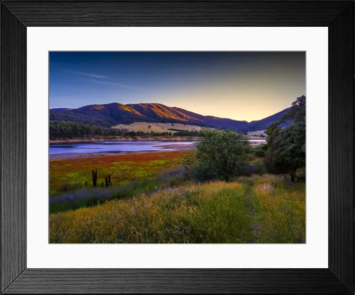 Framed Print : Dartmouth rural scene in late afternoon light, High Country, Victoria, Australia