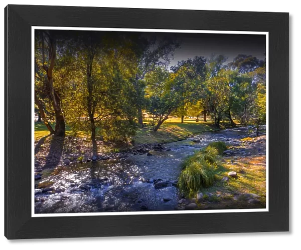 Ovens river flowing through the village of Harrietville, High Country, Victoria