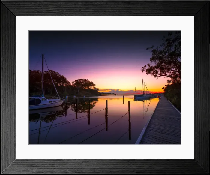 Framed Print : A beautiful, serene and very colourful summer dawn at Chinamans Creek, Metung Framed Print : A beautiful, serene and very colourful summer dawn at Chinamans Creek, Metung