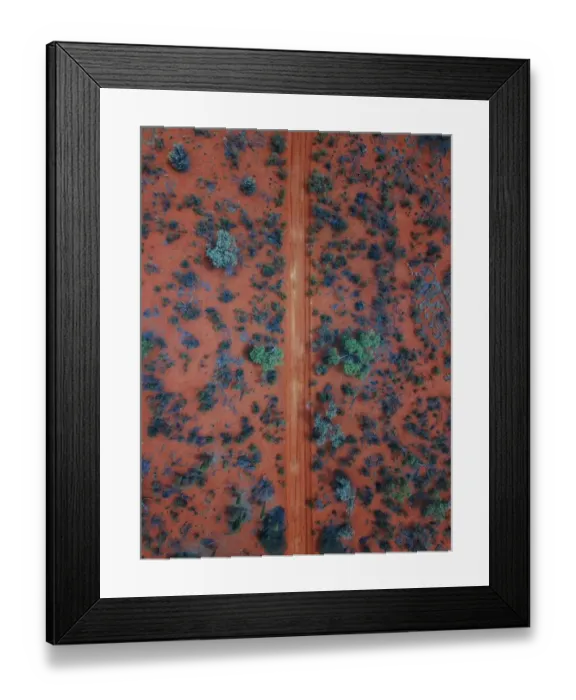 Framed Print : An Aerial shot of the red centre roads in the Australian Outback