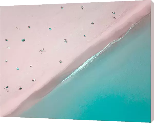 Aerial View of People Social Distancing at the Beach