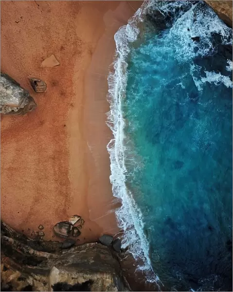 Cinematic vivid colours of an aerial beach shot in Australia