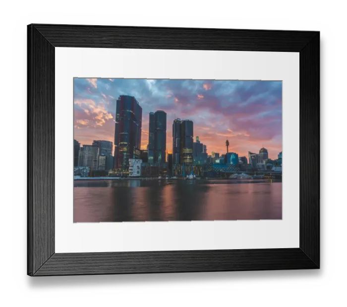 Framed Print : Wide Angle View of Barangaroo at Dawn