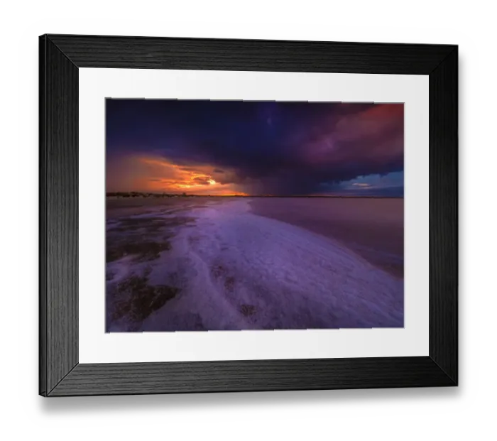 Framed Print : Stormy dawn light approaching Lake Tyrrell, which is situated near the town of SeaLake in Framed Print : Stormy dawn light approaching Lake Tyrrell, which is situated near the town of SeaLake in