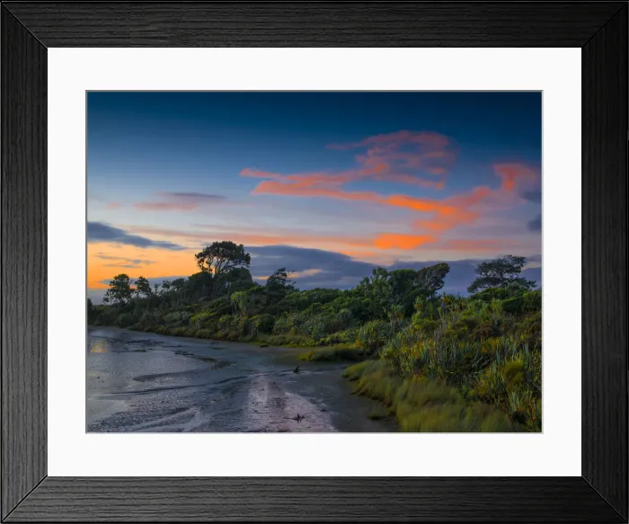 Framed Print : West coast viewpoint, and sunset colours, South Island, New Zealand