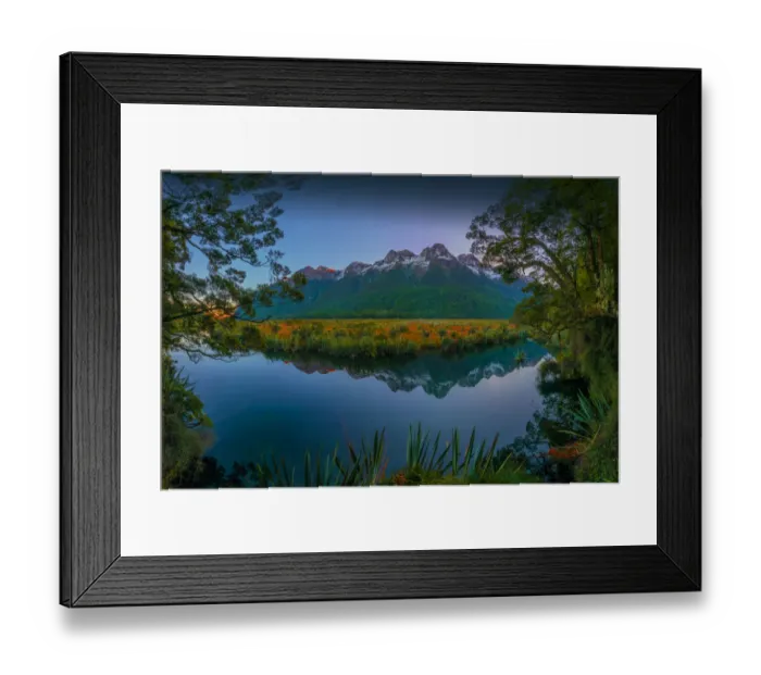 Framed Print : Mirror lake, Eglinton valley dawn, South Island, New Zealand