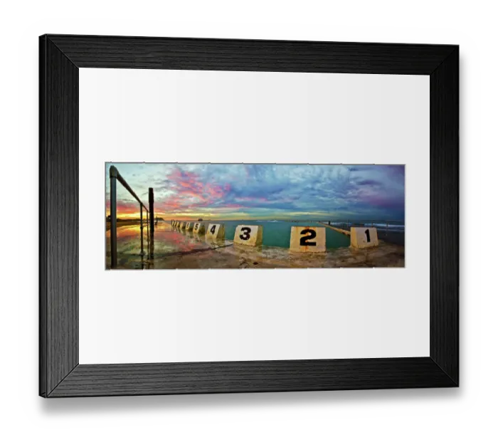 Framed Print : Merewether Baths Sunrise pano