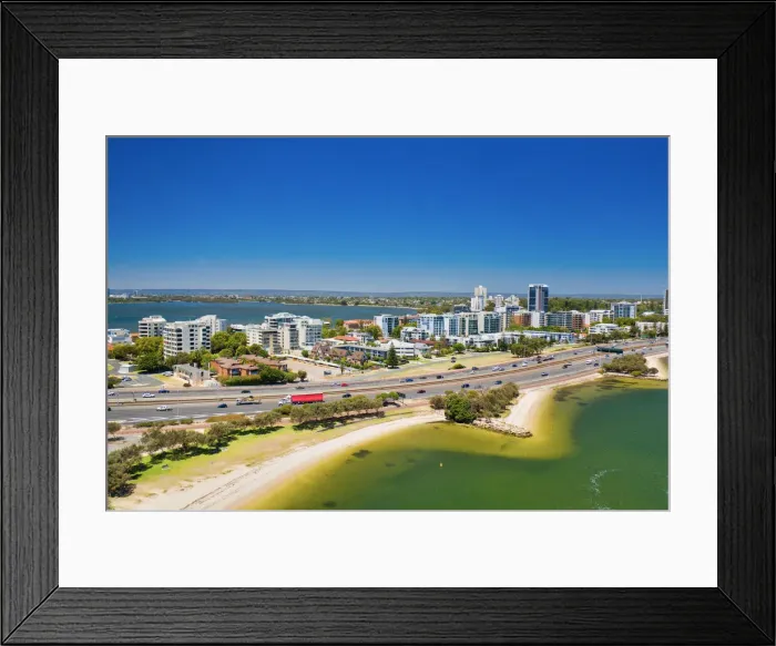 Framed Print : Aerial view over the Swan River - South Perth, Western Australia Framed Print : Aerial view over the Swan River - South Perth, Western Australia