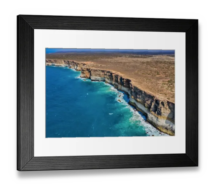 Framed Print : Aerial view of the Bunda Cliffs - Nullarbor Plains, Great Australian Bight Marine Park