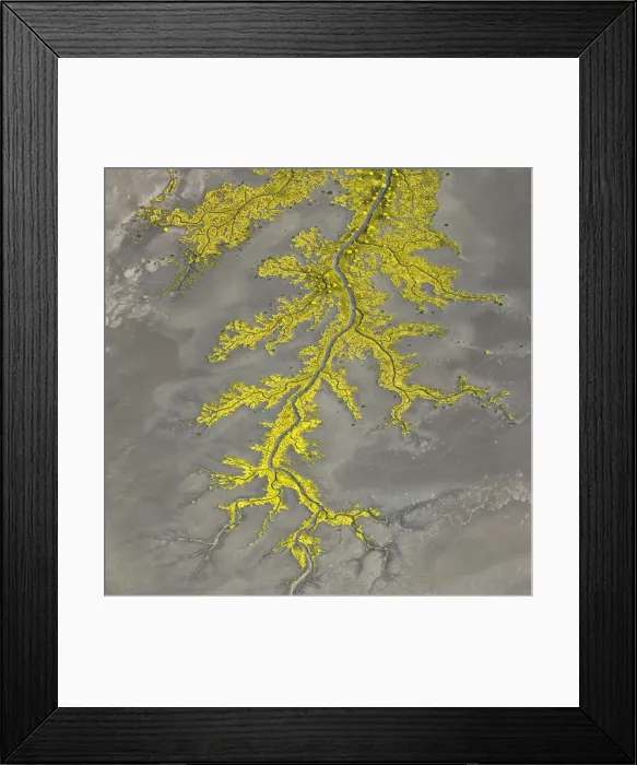 Framed Print : Aerial view above Wyndham of amazing natural shapes and textures created by tidal changes Framed Print : Aerial view above Wyndham of amazing natural shapes and textures created by tidal changes