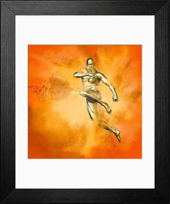 Framed Print : Male figure with colorful bursts