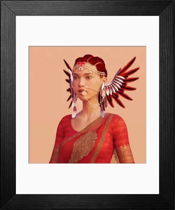 Framed Print : Woman with exotic headdress and jewellery Framed Print : Woman with exotic headdress and jewellery