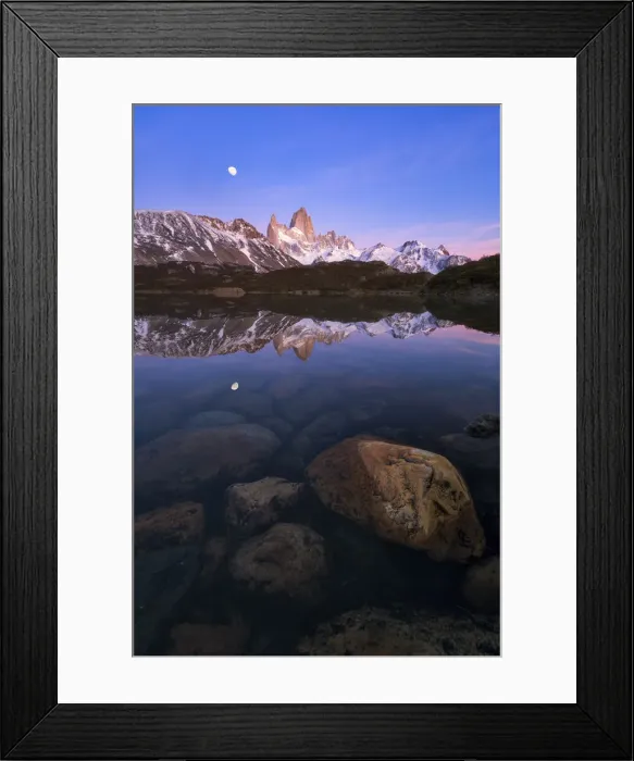 Framed Print : Moon over Fitz roy Framed Print : Moon over Fitz roy