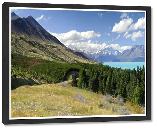 Mt Cook. Panoramic view of Mt. Cook and Lake Pukaki in New Zealand