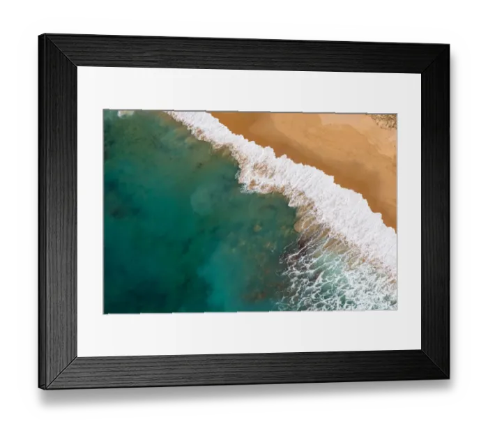 Framed Print : Aerial view of a beach in Caloundra, Sunshine Coast with turquoise coloured water Framed Print : Aerial view of a beach in Caloundra, Sunshine Coast with turquoise coloured water