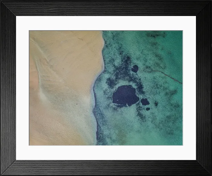 Framed Print : Textures of the ocean floor shot by a drone, Shark Bay, Australia