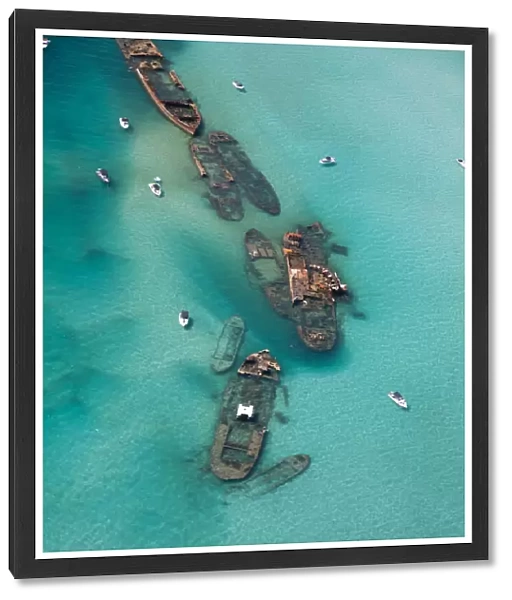aerial view of shipwrecks
