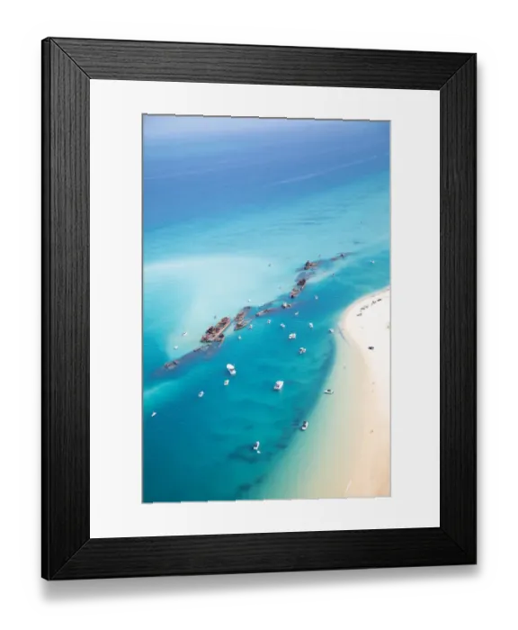 Framed Print : aerial view of shipwrecks