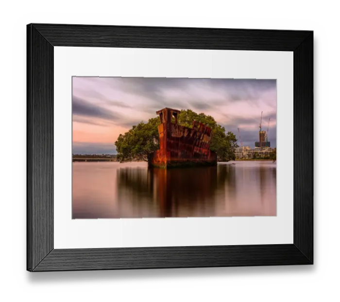 Framed Print : The wreck of the SS Ayrfield in Homebush Bay, Sydney Australia