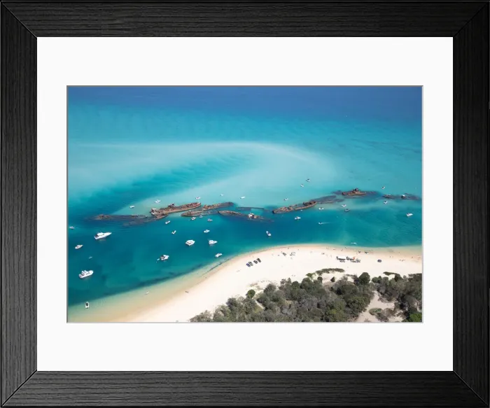 Framed Print : aerial view of shipwrecks