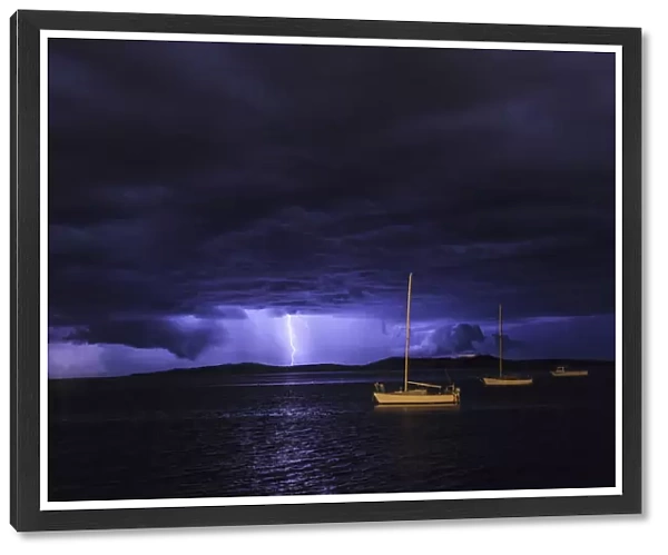 Lightning storm over Boston Bay. Port Lincoln. South Australia