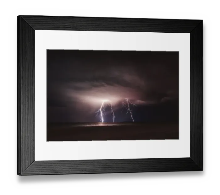 Framed Print : Electrical storm on a beach in Shark Bay