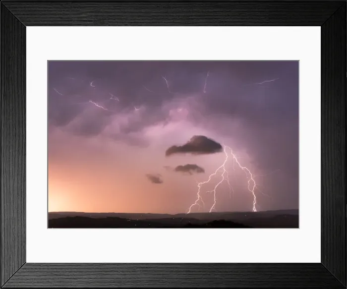 Framed Print : Summer Sunset Lightning