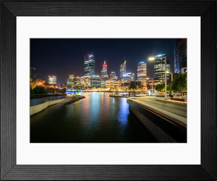 Framed Print : Perth city waterfront during twilight night in Perth, Western Australia, Australia Framed Print : Perth city waterfront during twilight night in Perth, Western Australia, Australia