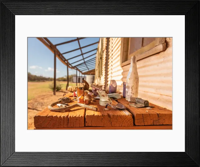 Framed Print : Old finds. At an abandoned settlement in the outback