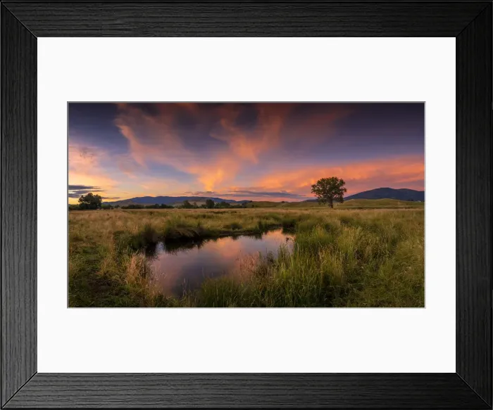 Framed Print : Sunset of rural farmland near Corryong, Upper Murray valley region, north east Victoria Framed Print : Sunset of rural farmland near Corryong, Upper Murray valley region, north east Victoria