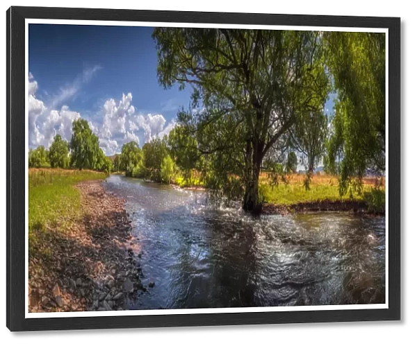 Corryong creek panorama in early summer, Upper Murray, north east Victoria, Australia