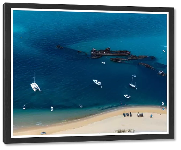 Moreton Island - an aerial shot of the Shipwrecks from a helicopter