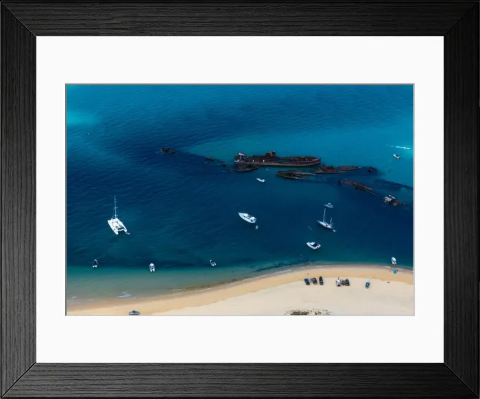 Framed Print : Moreton Island - an aerial shot of the Shipwrecks from a helicopter Framed Print : Moreton Island - an aerial shot of the Shipwrecks from a helicopter
