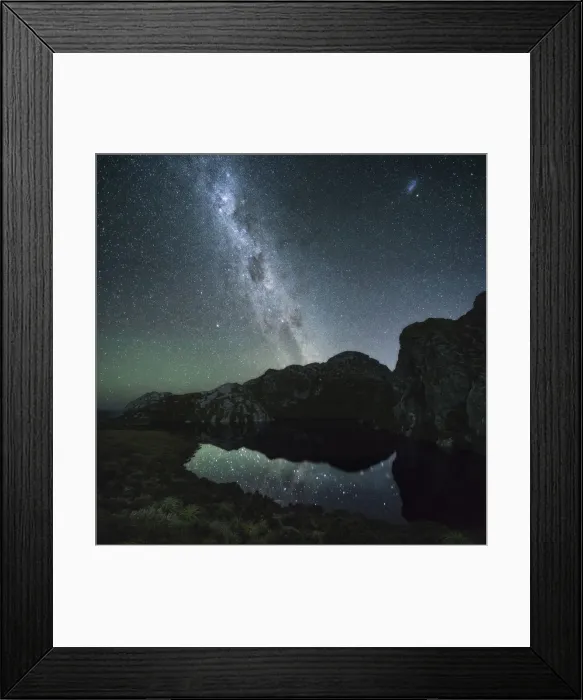 Framed Print : The milky way above Hanging Lake in the Eastern Arthur Range, Southwest National Park