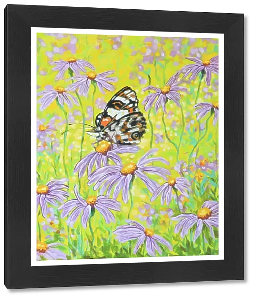 Monarch Butterfly Resting on an Aster Asteraceae Flower Acrylic Painting