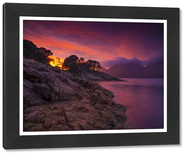 A gorgeous coloured dawn at Freycinet National park and Coles bay, east coastline of Tasmania