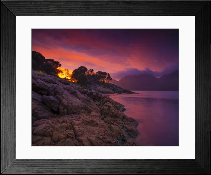 Framed Print : A gorgeous coloured dawn at Freycinet National park and Coles bay, east coastline of Tasmania Framed Print : A gorgeous coloured dawn at Freycinet National park and Coles bay, east coastline of Tasmania
