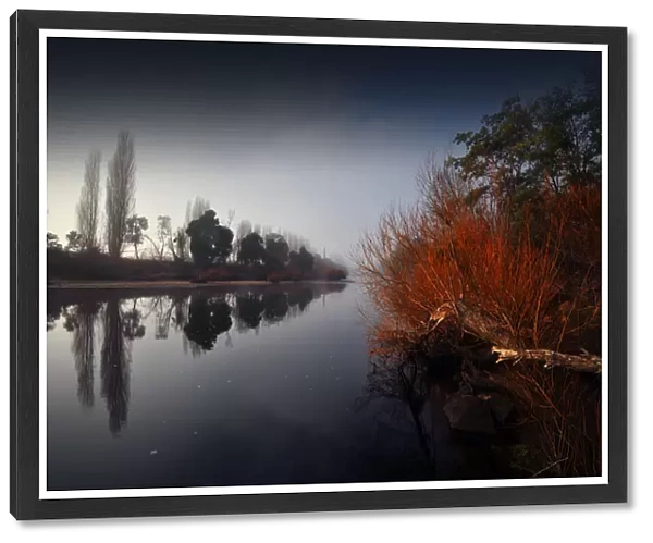 Derwent river Foggy morning in late winter Tasmania